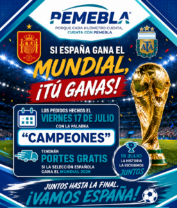 VIERNES 17/07: SI ESPAÑA GANA EL MUNDIAL TENDRÁS PORTES GRATIS EN TU PEDIDO.